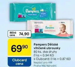 Tesco Pampers Dětské vlhčené ubrousky, 80 ks, dva druhy nabídka
