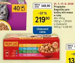 Tesco Propesko Kapsičky pro kočky mix masa a ryby, 48× nabídka