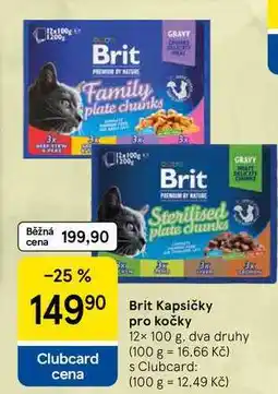 Tesco Brit Kapsičky pro kočky, 12x 100 g, dva druhy nabídka