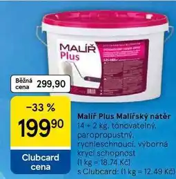 Tesco Malíř Plus Malířský nátěr, 14+2 kg, tónovatelný nabídka