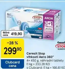 Tesco Ceresit Stop vlhkosti Aero 360°, 4x 450 g, náhradní tablety nabídka