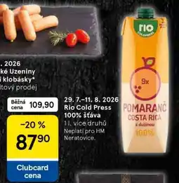 Tesco Rio Cold Press 100% šťáva nabídka