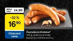 Tesco Česneková klobása nabídka