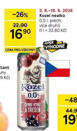 Tesco Kozel nealko, 0,5 l. plech nabídka