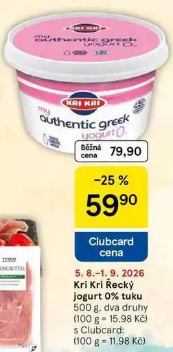 Tesco Kri Kri Řecký jogurt 0% tuku, 500 g, dva druhy nabídka