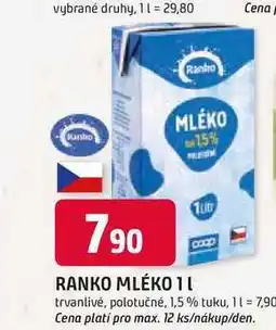 Trefa RANKO MLÉKO 1l trvanlivé, polotučné, 1,5 % tuku nabídka