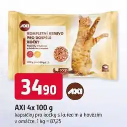 Trefa AXI 4x 100 g kapsičky pro kočky s kuřecím a hovězím v omáčce nabídka