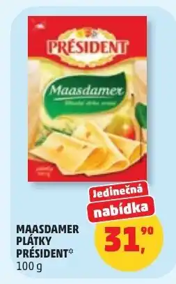 Penny Market Maasdamer plátky Président nabídka