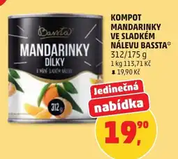 Penny Market Kompot mandarinky ve sladkém nálevu bassta nabídka