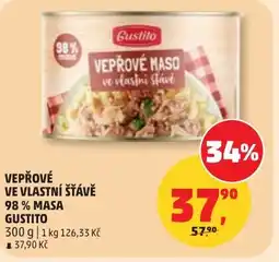Penny Market Vepřové maso ve vlastní šťávě 98% masa gustito nabídka