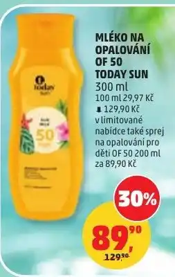 Penny Market Mléko na opalování Of 50 today sun 300 ml nabídka