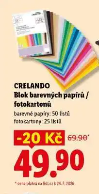 Lidl CRELANDO Blok barevných papírů / fotokartonů nabídka