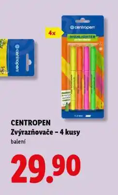 Lidl CENTROPEN Zvýrazňovače – 4 kusy nabídka