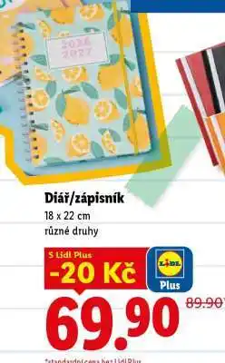 Lidl DIÁŘ/ZÁPISNÍK nabídka