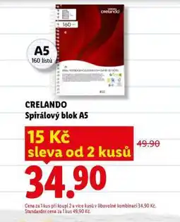 Lidl CRELANDO Spirálový blok A5 nabídka