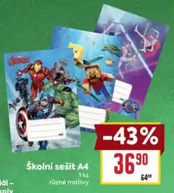 Billa ŠKOLNÍ SEŠIT A4 nabídka