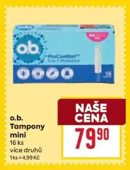 Billa o.b. Tampony mini nabídka