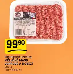 Flop Kostelecké uzeniny mělněné maso vepřové a hovězí nabídka