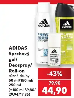 Kaufland ADIDAS Sprchový gel/ Deospray/ Roll-on nabídka