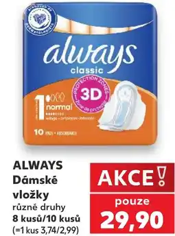 Kaufland ALWAYS Dámské vložky nabídka