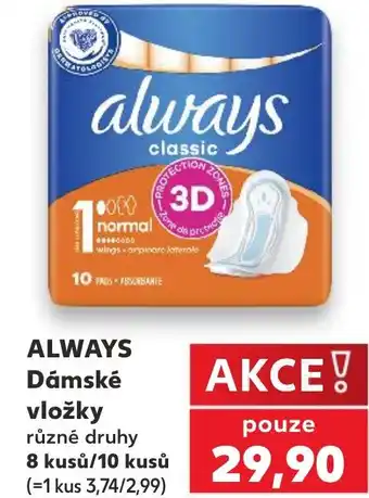 Kaufland ALWAYS Dámské vložky nabídka