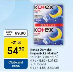 Tesco Kotex Dámské hygienické vložky nabídka