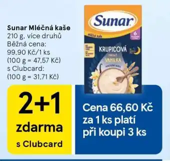 Tesco Sunar mléčná kaše nabídka