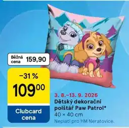 Tesco Dětský dekorační polštář Paw Patrol nabídka
