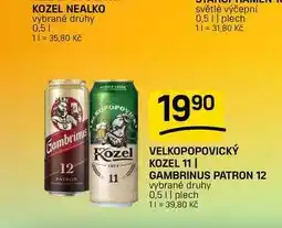 Flop VELKOPOPOVICKÝ KOZEL 11 | GAMBRINUS PATRON 12 vybrané druhy 0,5 || plech nabídka