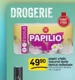 Flop DOBRÝ VÝBĚR TOALETNÍ PAPÍR PAPILIO HEŘMÁNEK 132 m | 8 rolí | 3vrstvý nabídka