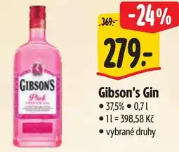 Albert Gibson's Gin nabídka