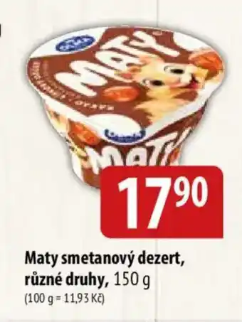 Bala Maty smetanový dezert nabídka