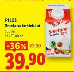 Lidl PILOS SMETANA KE ŠLEHÁNÍ nabídka