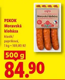 Lidl PIKOK Moravská klobása nabídka