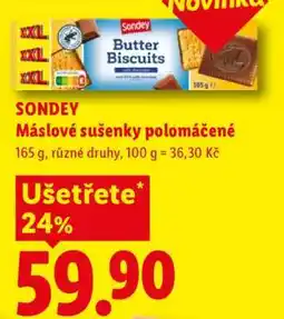 Lidl SONDEY Máslové sušenky polomáčené nabídka