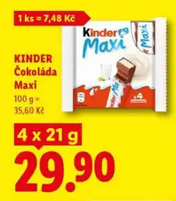Lidl Kinder čokoláda Maxi nabídka