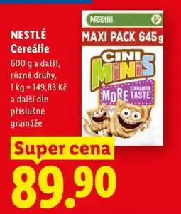 Lidl Nestlé cereálie nabídka
