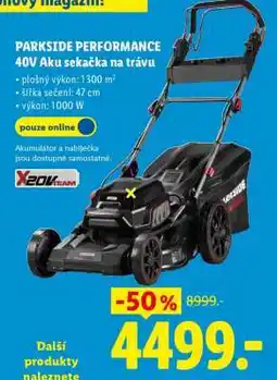 Lidl PARKSIDE PERFORMANCE 40V Aku sekačka na trávu nabídka