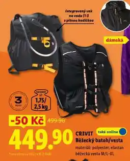 Lidl CRIVIT BĚŽECKÝ BATOH/VESTA nabídka