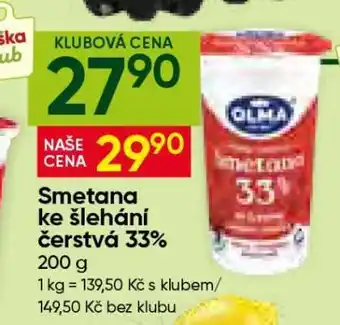 Hruška Smetana ke šlehání čerstvá 33% nabídka
