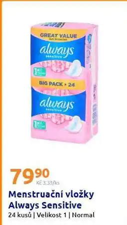Action Menstruační vložky Always Sensitive nabídka