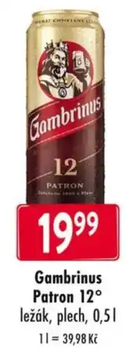 Qanto Gambrinus Patron 12° ležák, plech nabídka