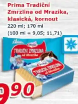 ESO MARKET Prima Tradiční Zmrzlina od Mrazíka, klasická, kornout nabídka