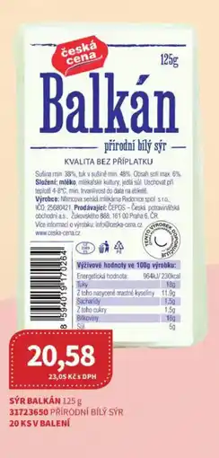 Kubík potraviny Sýr Balkán nabídka