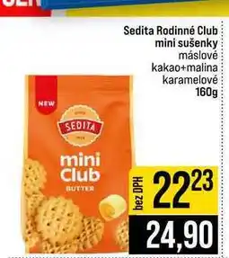 Jip Sedita Rodinné Club mini sušenky máslové kakao+malina karamelové 160g nabídka