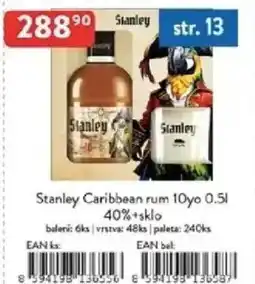 Qanto Stanley Caribbean rum 10yo 40%+sklo nabídka