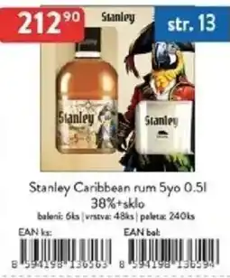 Qanto Stanley Caribbean rum 5yo 38%+sklo nabídka