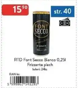 Qanto RTD Font Secco Bianco Frizzante plech nabídka