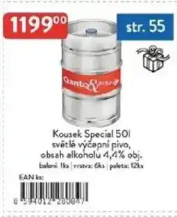 Qanto Kousek Special světlé výčepní pivo, obsah alkoholu 4,4% obj. nabídka