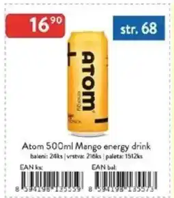 Qanto Atom Mango energy drink nabídka